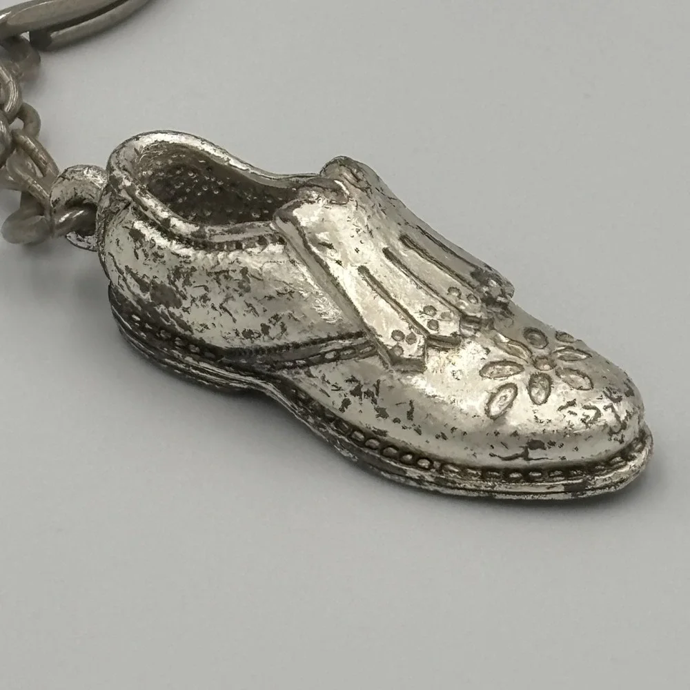 Vintage Battani Foot Joy Silver Shoe Keychain Charm‎ Silver Tone Shoe